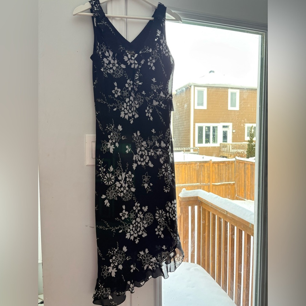 Y2K Floral Black and White Dress